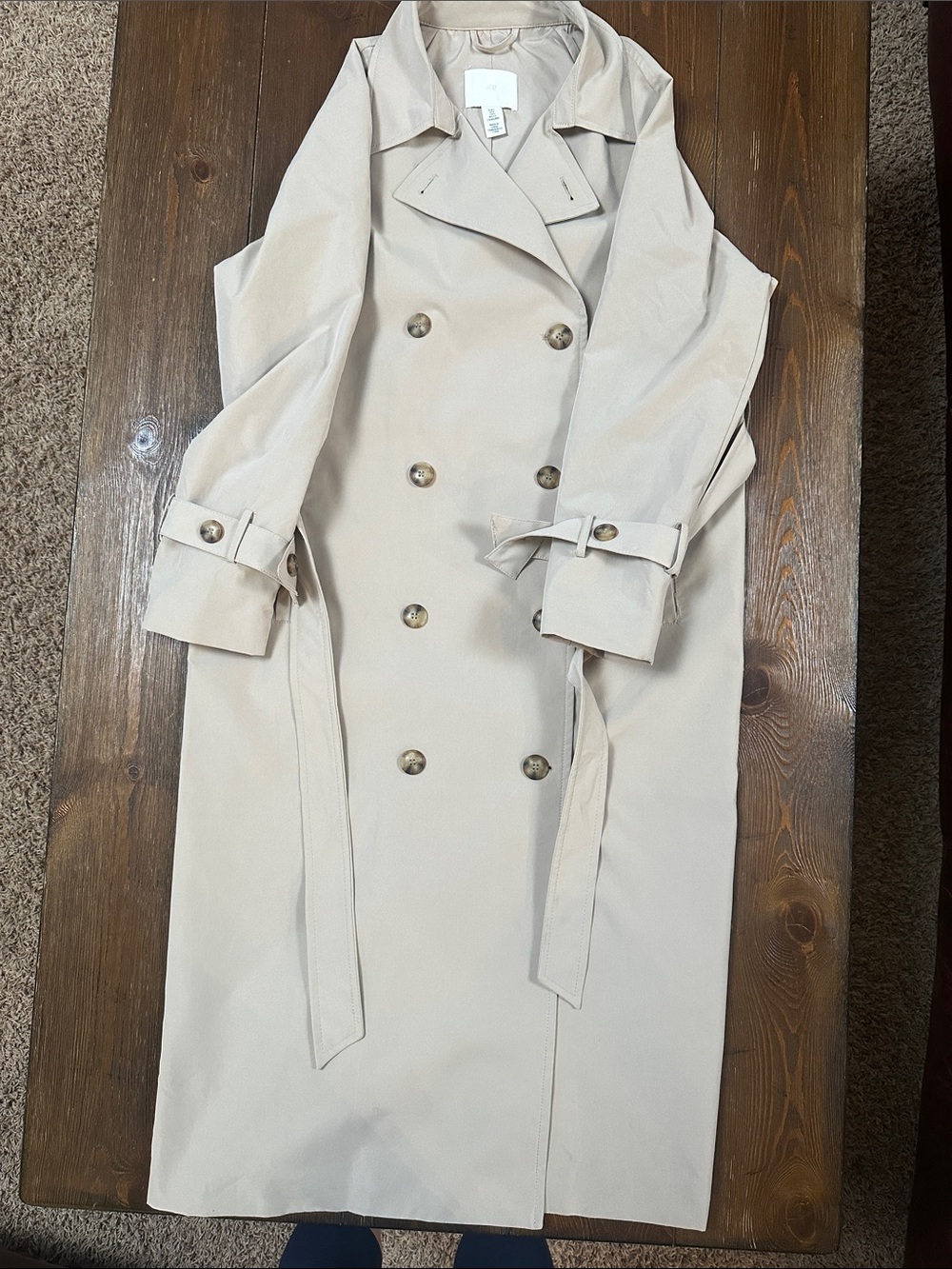 H&M Light Beige Double-Breasted Trench Coat